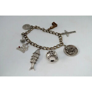 Silver  Charm Bracelet Fish Capricorn Big Ben Vancouver Globe Bon Voyage Youth